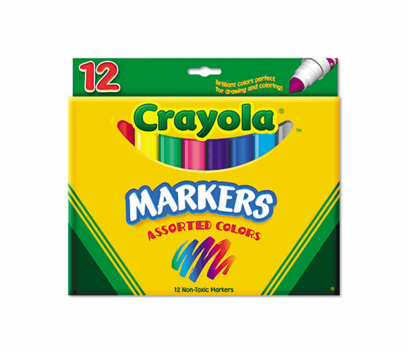 CYO587712 Non-Washable Markers, Broad Point, Classic Colors, 12/Set By BINNEY & SMITH / CRAYOLA