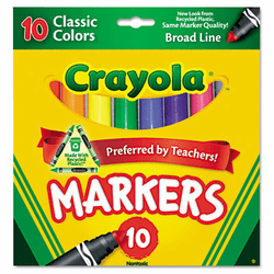 CYO587722 Non-Washable Markers, Broad Point, Classic Colors, 10/Set By BINNEY & SMITH / CRAYOLA