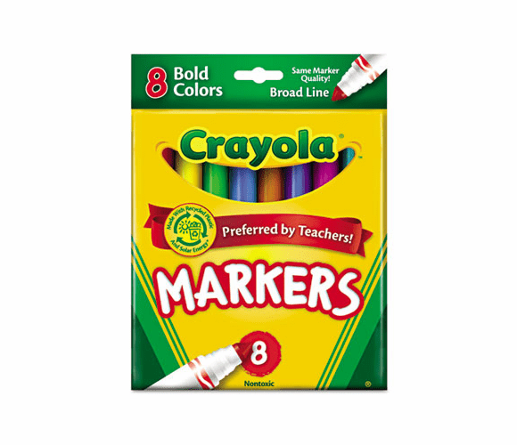 CYO587732 Non-Washable Markers, Broad Point, Bold Colors, 8/Set By BINNEY & SMITH / CRAYOLA