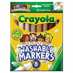CYO587801 Washable Markers, Conical Point, Multicultural Colors, 8/Pack By BINNEY & SMITH / CRAYOLA