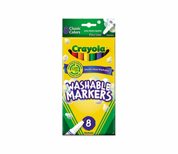 CYO587809 Washable Markers, Fine Point, Classic Colors, 8/Pack By BINNEY & SMITH / CRAYOLA