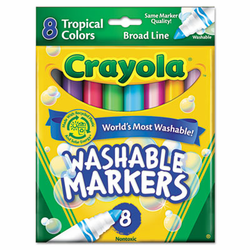 CYO587816 Washable Markers, Conical Point, Tropical Colors, 8/Set By BINNEY & SMITH / CRAYOLA