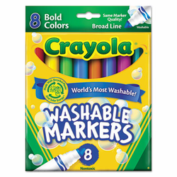 CYO587832 Washable Markers, Broad Point, Bold Colors, 8/Set By BINNEY & SMITH / CRAYOLA