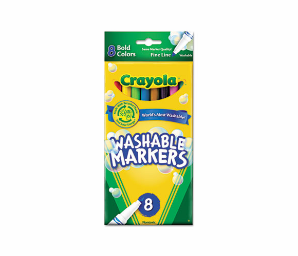 CYO587836 Washable Markers, Fine Point, Bold Colors, 8/Set By BINNEY & SMITH / CRAYOLA