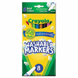 CYO587836 Washable Markers, Fine Point, Bold Colors, 8/Set By BINNEY & SMITH / CRAYOLA