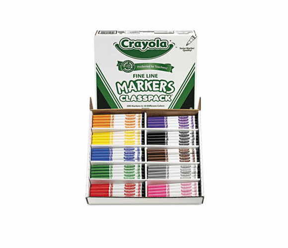 CYO588210 Washable Classpack Markers, Fine Point, Ten Assorted Colors, 200/Box By BINNEY & SMITH / CRAYOLA