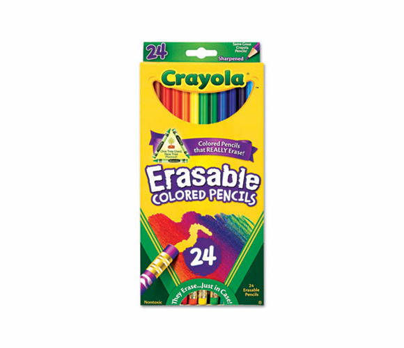 CYO682424 Erasable Colored Woodcase Pencils, 3.3 mm, 24 Assorted Colors/Set By BINNEY & SMITH / CRAYOLA