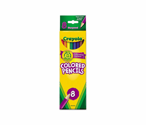 CYO684008 Colored Woodcase Pencils, 3.3 mm, BLK/BE/BN/GN/OE/RD/VT/YW, 8/Set By BINNEY & SMITH / CRAYOLA