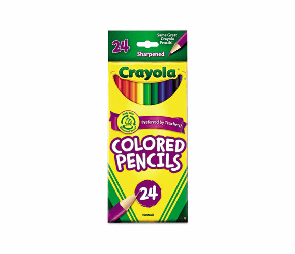 CYO684024 Long Barrel Colored Woodcase Pencils, 3.3 mm, 24 Assorted Colors/Set By BINNEY & SMITH / CRAYOLA