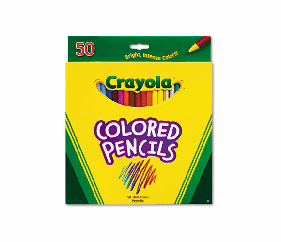 CYO684050 Long Barrel Colored Woodcase Pencils, 3.3 mm, 50 Assorted Colors/Set By BINNEY & SMITH / CRAYOLA