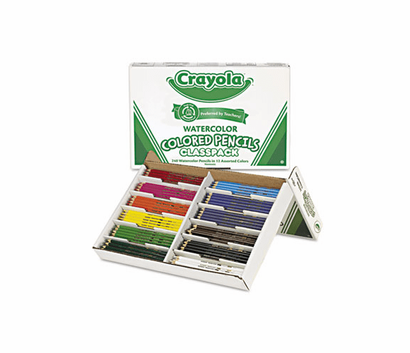 CYO684240 Watercolor Wood Pencil Classpack, 3.3 mm, 12 Asstd Clrs, 240 Pencils/Box By BINNEY & SMITH / CRAYOLA