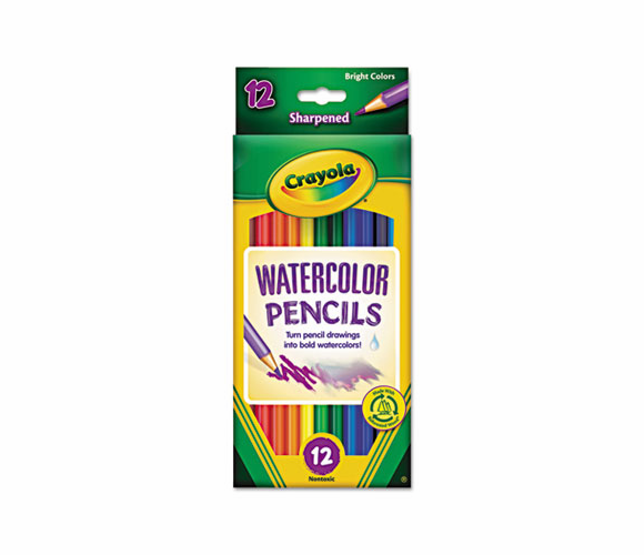 CYO684302 Watercolor Woodcase Pencils, 3.3 mm, 12 Assorted Colors/Set By BINNEY & SMITH / CRAYOLA