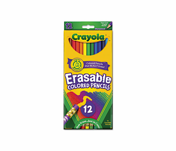 CYO684412 Erasable Colored Woodcase Pencils, 3.3 mm, 12 Assorted Colors/Set By BINNEY & SMITH / CRAYOLA