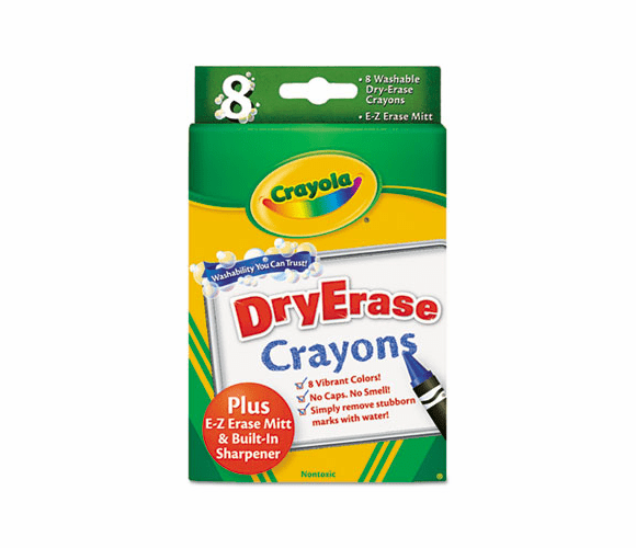 CYO985200 Dry Erase Crayons, Washable, Assorted, 8 per Pack By BINNEY & SMITH / CRAYOLA