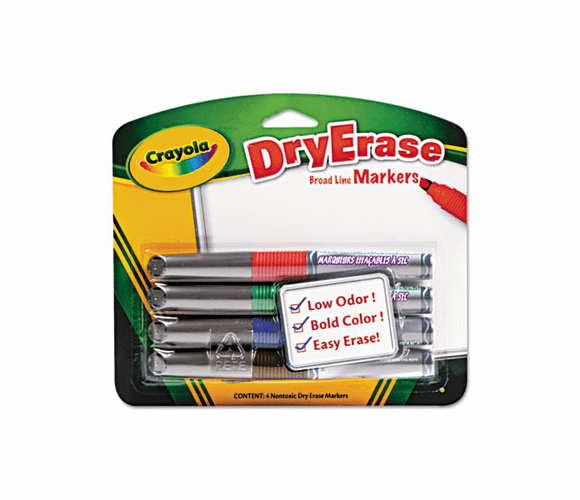 CYO988626 Dry Erase Markers, Chisel Tip, Assorted Colors, 4/Set By BINNEY & SMITH / CRAYOLA