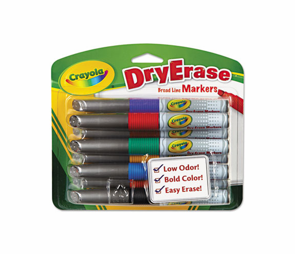 CYO988628 Dry Erase Markers, Chisel Tip, Assorted Colors, 8 Markers/Set By BINNEY & SMITH / CRAYOLA