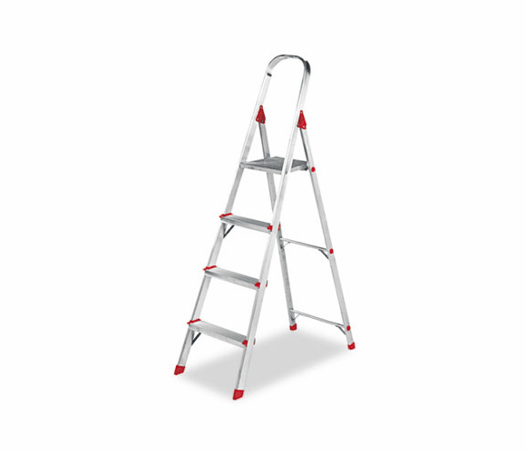 DADL234604 #566 Four-Foot Folding Aluminum Euro Platform Ladder, Red By LOUISVILLE