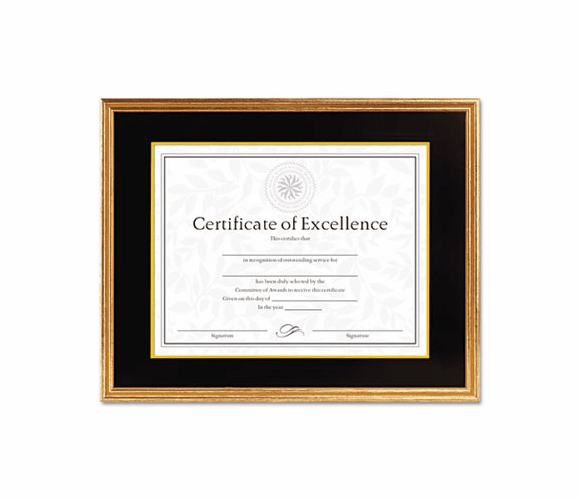 DAX1511T Hardwood Document/Certificate Frame w/Mat, 11 x 14, Antiqued Gold Leaf By DAX MANUFACTURING INC.