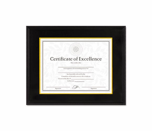 DAX1511TB Hardwood Document/Certificate Frame w/Mat, 11 x 14, Black By DAX MANUFACTURING INC.