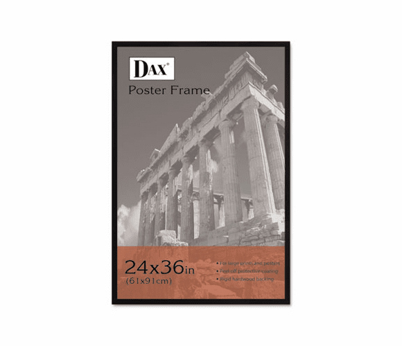DAX286036X Flat Face Wood Poster Frame w/Plexiglas Window, 24 x 36, Black By DAX MANUFACTURING INC.