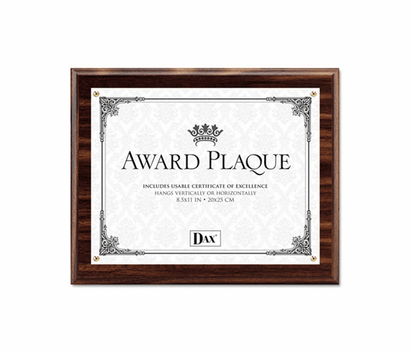 DAXN15818T Award Plaque, Wood/Acrylic Frame, fits up to 8-1/2 x 11, Walnut By DAX MANUFACTURING INC.