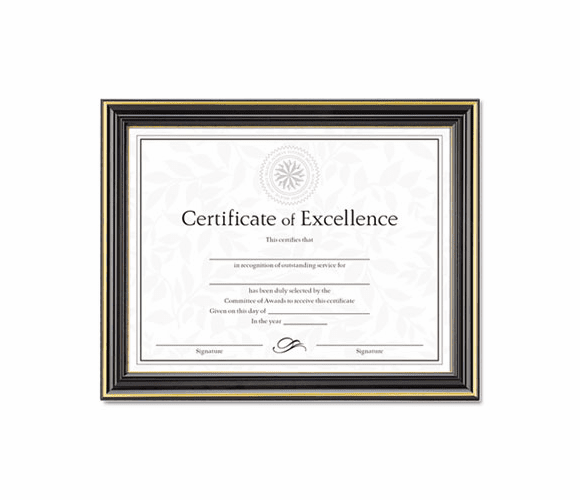 DAXN2709N6T Gold-Trimmed Document Frame w/Certificate, Wood, 8-1/2 x 11, Black By DAX MANUFACTURING INC.