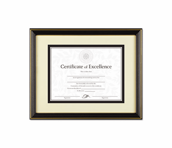 DAXN2709S6T Gold-Trimmed Document Frame w/Certificate, Wood, 11 x 14, Black By DAX MANUFACTURING INC.