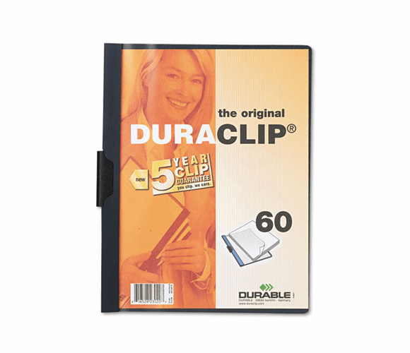 DBL221428 Vinyl DuraClip Report Cover w/Clip, Letter, Holds 60 Pages, Clear/Navy By DURABLE OFFICE PRODUCTS CORP.