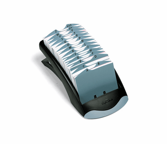 DBL241201 TELINDEX Desk Address Card File Holds 500 4 1/8 x 2 7/8 Cards, Graphite/Black By DURABLE OFFICE PRODUCTS CORP.