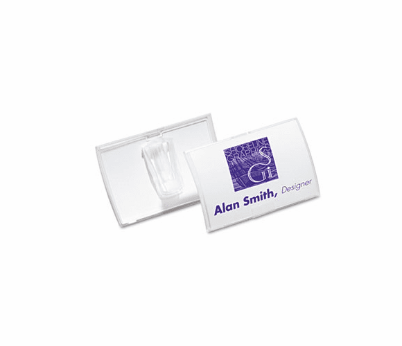 DBL821319 Click-Fold Convex Name Badge Holder, Slip-On Clip, 3 3/w x 2 1/4h, Clear, 25/Pk By DURABLE OFFICE PRODUCTS CORP.