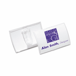 DBL821319 Click-Fold Convex Name Badge Holder, Slip-On Clip, 3 3/w x 2 1/4h, Clear, 25/Pk By DURABLE OFFICE PRODUCTS CORP.