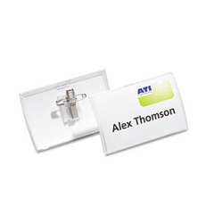 DBL821419 Click-Fold Convex Name Badge Holder, Combi-Clip, 3 3/4w x 2 1/4h, Clear, 25/Pk By DURABLE OFFICE PRODUCTS CORP.