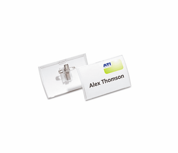 DBL821419 Click-Fold Convex Name Badge Holder, Combi-Clip, 3 3/4w x 2 1/4h, Clear, 25/Pk By DURABLE OFFICE PRODUCTS CORP.