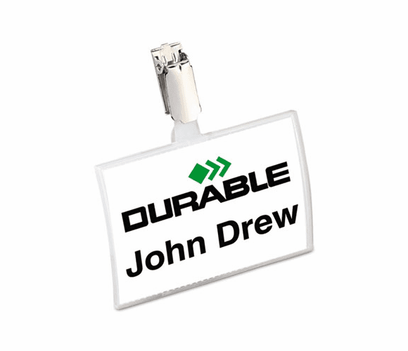 DBL821619 Click-Fold Convex Name Badge Holder, Strap Clip, 3 3/4w x 2 1/4h, Clear, 25/Pk By DURABLE OFFICE PRODUCTS CORP.