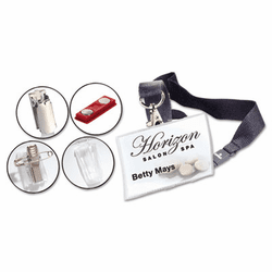 DBL821719 Click-Fold Convex Name Badge Holder, 17" Necklace, 3 3/4w x 2 1/4h, Clear, 10/Pk By DURABLE OFFICE PRODUCTS CORP.