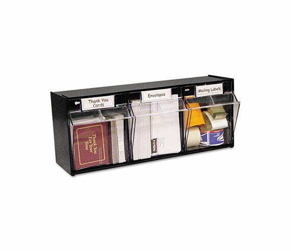 DEF20304OP Tilt Bin Plastic Storage System, 3 Bins, 23 5/8 x 7 3/4 x 9 1/2, Black By DEFLECTO CORPORATION
