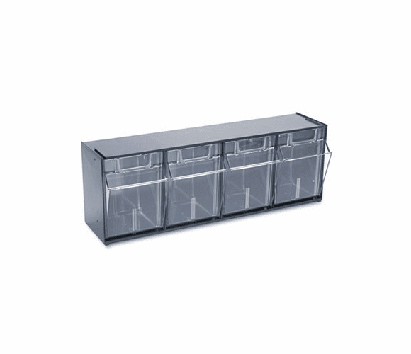 DEF20404OP Tilt Bin Plastic Storage System w/4 Bins, 23 5/8 x 6 5/8 x 8 1/8, Black By DEFLECTO CORPORATION