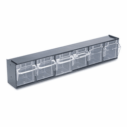 DEF20604OP Tilt Bin Plastic Storage System w/6 Bins, 23 5/8 x 3 5/8 x 4 1/2, Black By DEFLECTO CORPORATION