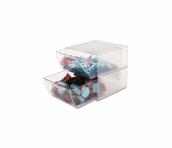 DEF350101 Two Drawer Cube Organizer, Clear Plastic, 6 x 7-1/8 x 6 By DEFLECTO CORPORATION