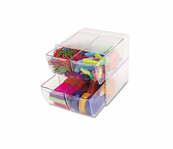 DEF350301 Desk Cube, with Four Drawers, Clear Plastic, 6 x 7-1/8 x 6 By DEFLECTO CORPORATION