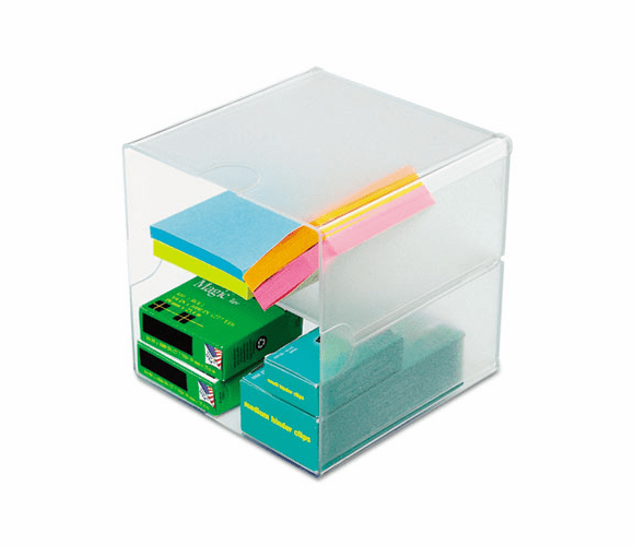 DEF350701 Desk Cube, Divided, Clear, 6 x 6 x 6 By DEFLECTO CORPORATION