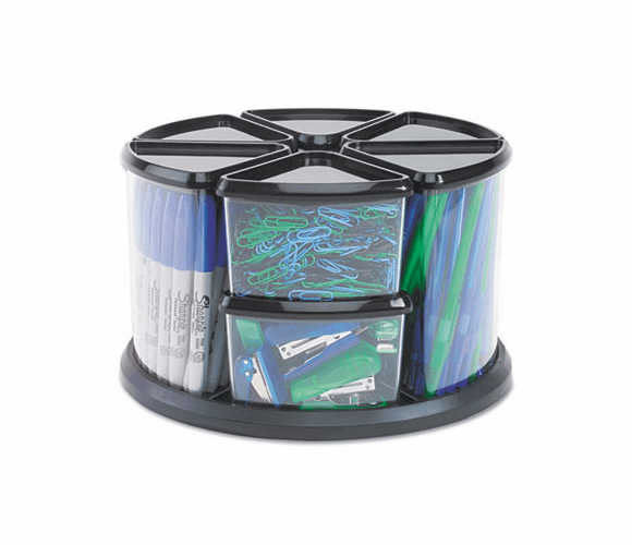 DEF39010104 9 Canister Carousel Organizer, Plastic, 11 1/8 x 11 1/8, Black/Clear By DEFLECTO CORPORATION