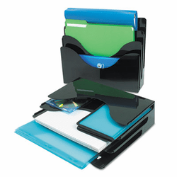 DEF390204 Three-Tier Document Organizer, Plastic, 13 3/8 x 3 1/2 x 11 1/2, Black By DEFLECTO CORPORATION