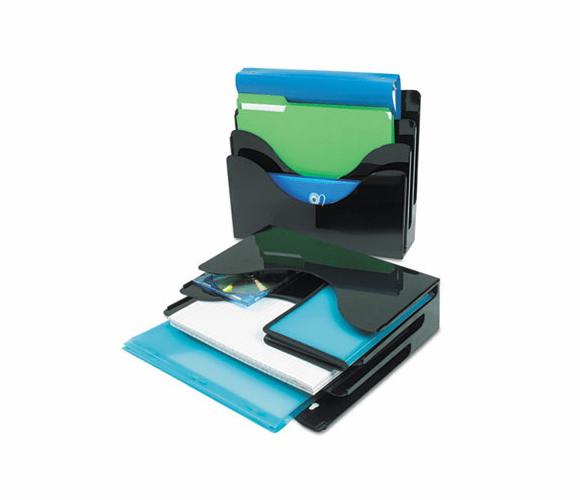 DEF390204 Three-Tier Document Organizer, Plastic, 13 3/8 x 3 1/2 x 11 1/2, Black By DEFLECTO CORPORATION