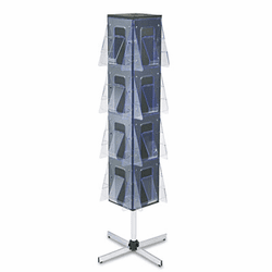 DEF58021 Revolving Literature Floor Rack, 16 Compartments, 15w x 64h, Black/Chrome By DEFLECTO CORPORATION
