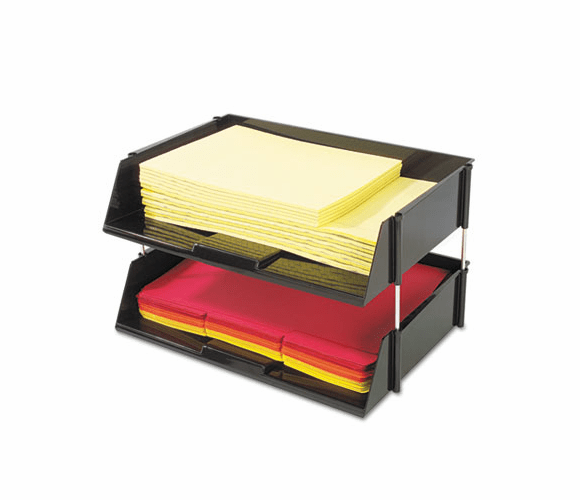 DEF582704 Industrial Stacking Tray Set, Two Tier, Plastic, Black By DEFLECTO CORPORATION