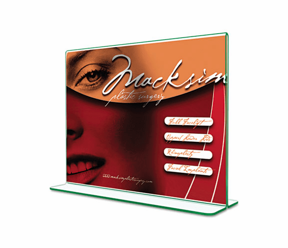 DEF5991890 Superior Image Premium Green Edge Sign Holder, Acrylic, 11 x 8-1/2, Clear By DEFLECTO CORPORATION