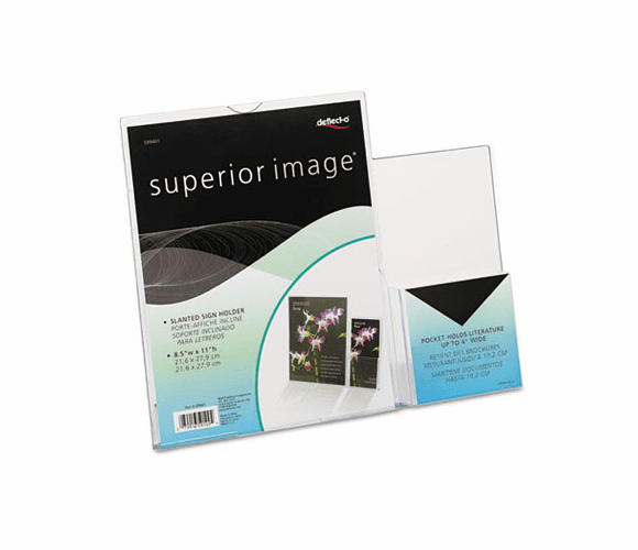 DEF599401 Superior Image Sign Holder w/Pocket, 8-1/2w x 11h, Clear By DEFLECTO CORPORATION
