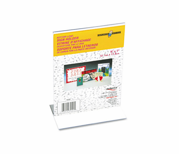 DEF69101 Stand-Up Double-Sided Sign Holder, Plastic, 5 x 7, Clear By DEFLECTO CORPORATION