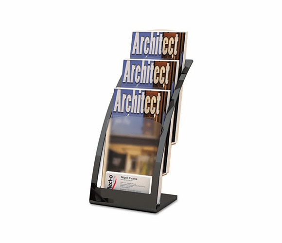 DEF693604 Three-Tier Leaflet Holder, 6-3/4w x 6-15/16d x 13-5/16h, Black By DEFLECTO CORPORATION